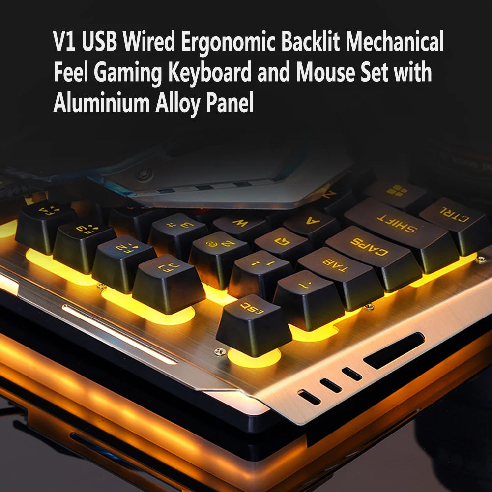 Mechanical Keyboard Wired Game Mouse USB Gamer Keyboard Backlit for Computer PC Laptop
