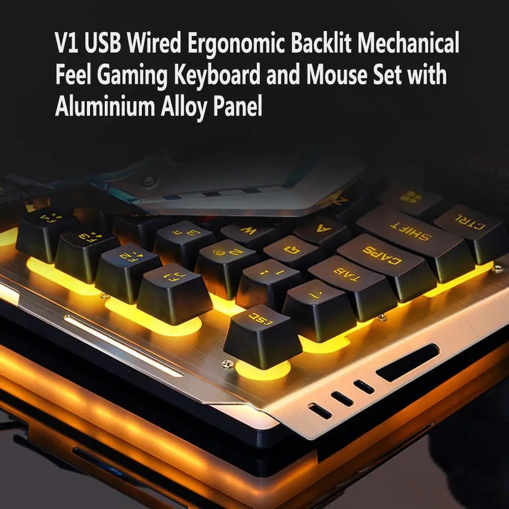 Mechanical Keyboard Wired Game Mouse USB Gamer Keyboard Backlit for Computer PC Laptop